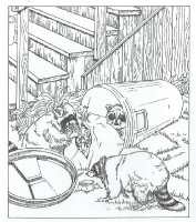 A coloring page of nature in the backyard